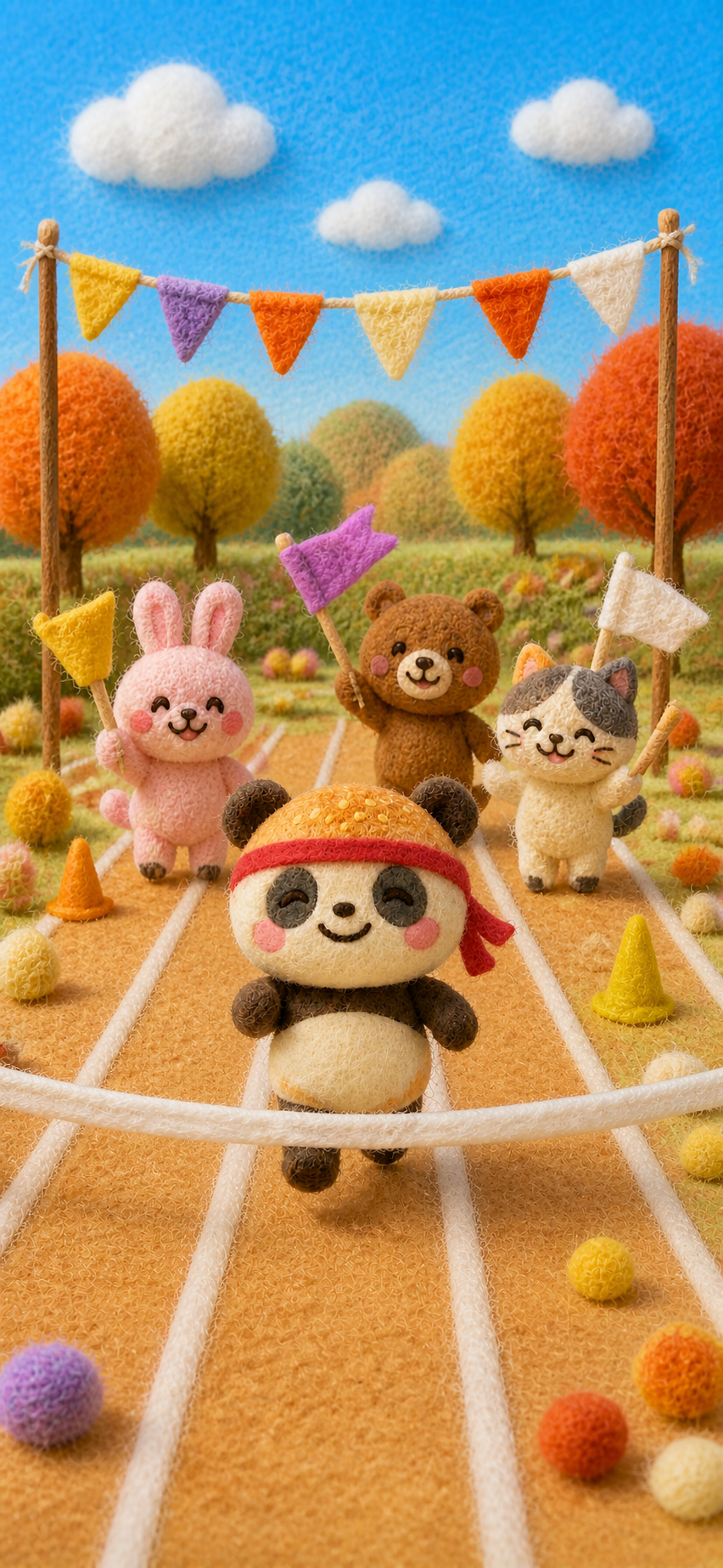 運動会を走るカレーパンダの9月スマホ壁紙
